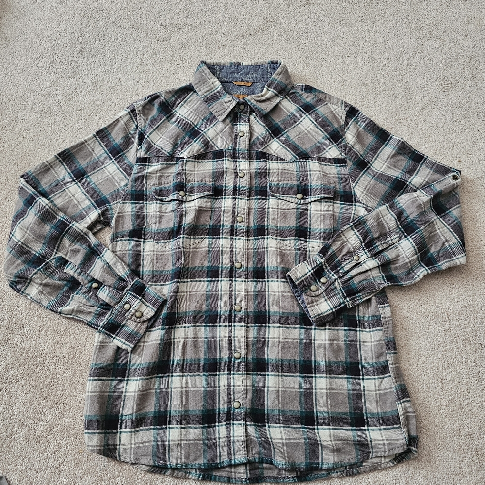 Jachs Men's Plaid Shirt - Gray, Blue, and Black